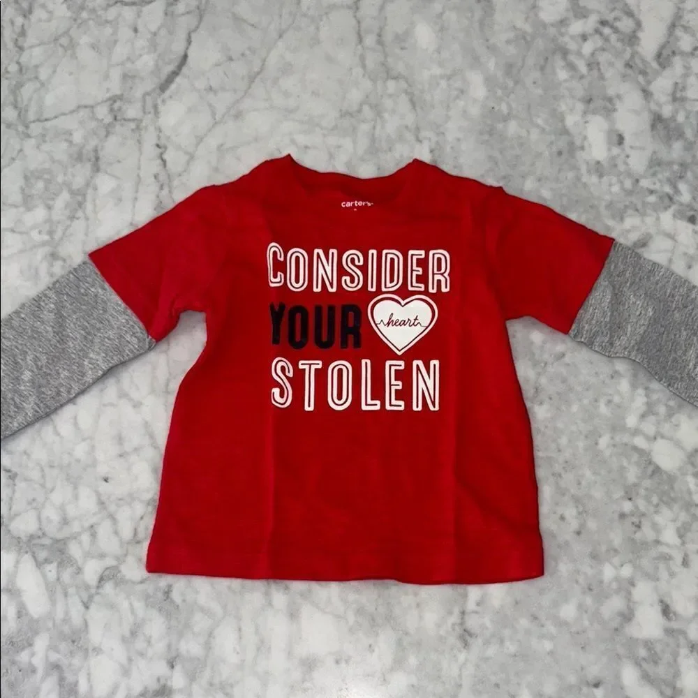 Carter's Red and Gray Long Sleeve Tee 18m